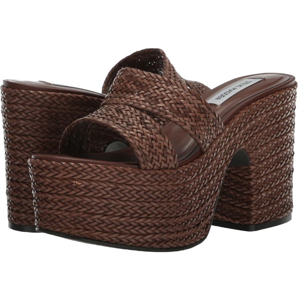 Steve Madden Brown Gianni Woven Platform Sandals